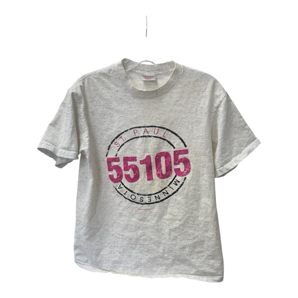 Vintage Oneita Power St. Paul MN 55105 Gray Stone Wash Single Stitch M T-Shirt